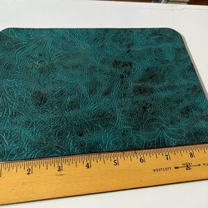 Elegant Teal Embossed Leather Mouse Pad- 8 x 11 inches (roughly)